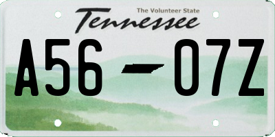 TN license plate A5607Z