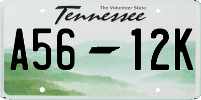 TN license plate A5612K
