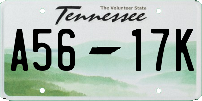 TN license plate A5617K
