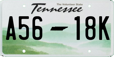TN license plate A5618K