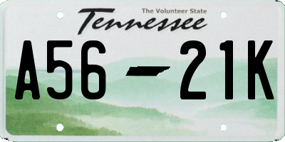 TN license plate A5621K