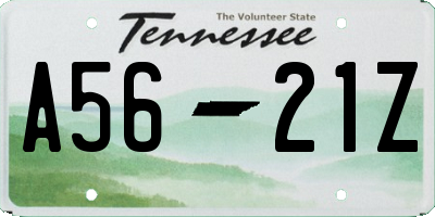 TN license plate A5621Z