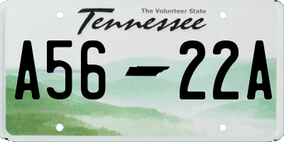 TN license plate A5622A