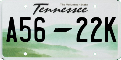 TN license plate A5622K