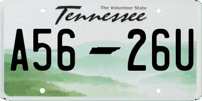 TN license plate A5626U
