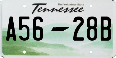 TN license plate A5628B