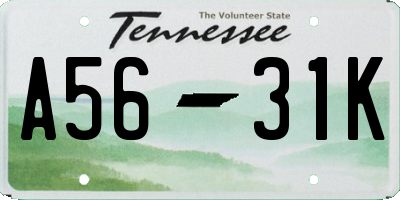 TN license plate A5631K
