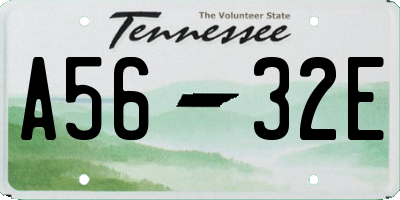 TN license plate A5632E