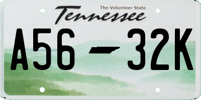 TN license plate A5632K