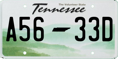 TN license plate A5633D