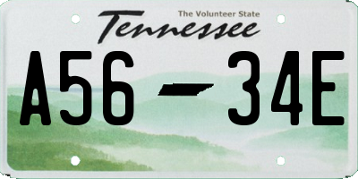 TN license plate A5634E