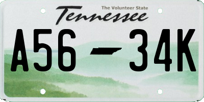 TN license plate A5634K