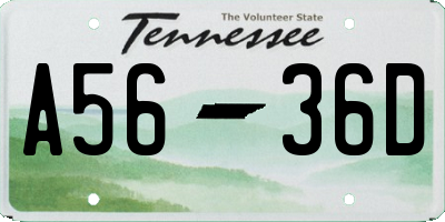 TN license plate A5636D
