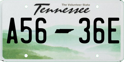 TN license plate A5636E