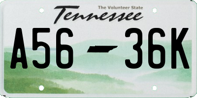 TN license plate A5636K
