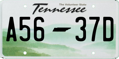 TN license plate A5637D