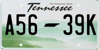 TN license plate A5639K