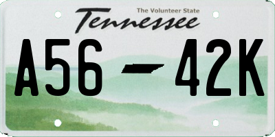 TN license plate A5642K