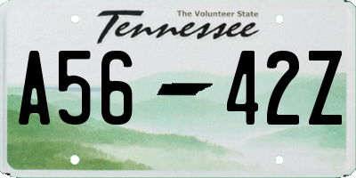 TN license plate A5642Z