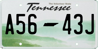 TN license plate A5643J