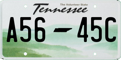 TN license plate A5645C