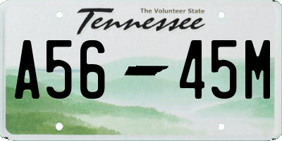 TN license plate A5645M