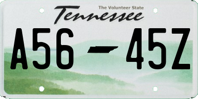 TN license plate A5645Z