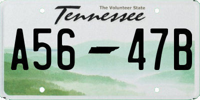 TN license plate A5647B