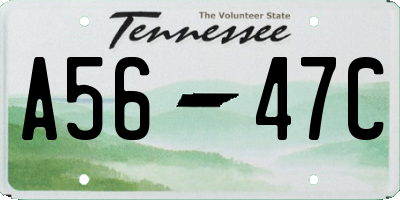 TN license plate A5647C