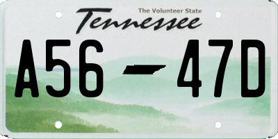 TN license plate A5647D
