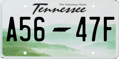TN license plate A5647F