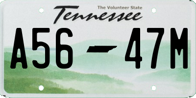 TN license plate A5647M