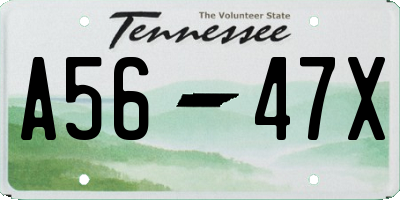 TN license plate A5647X