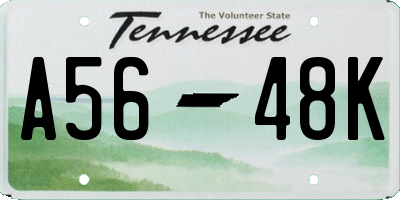 TN license plate A5648K
