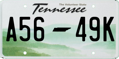 TN license plate A5649K
