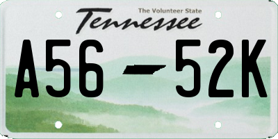 TN license plate A5652K