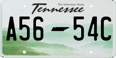 TN license plate A5654C