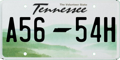 TN license plate A5654H