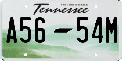 TN license plate A5654M