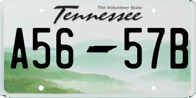 TN license plate A5657B