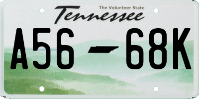 TN license plate A5668K