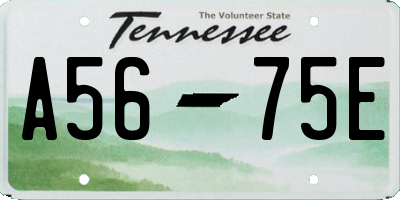 TN license plate A5675E