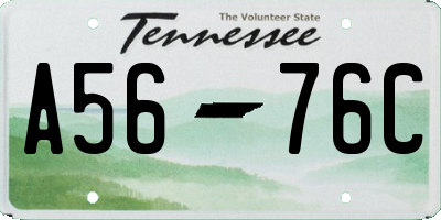 TN license plate A5676C
