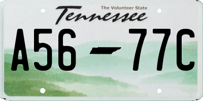 TN license plate A5677C
