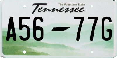 TN license plate A5677G