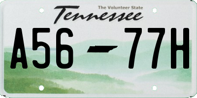 TN license plate A5677H