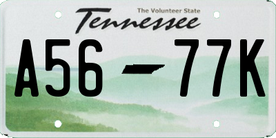 TN license plate A5677K