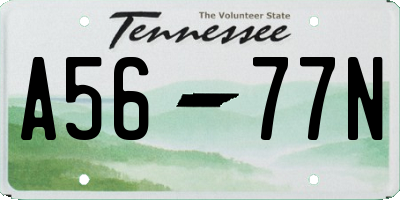 TN license plate A5677N