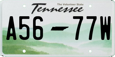TN license plate A5677W