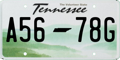 TN license plate A5678G